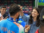 Virat Kohli celebrates with his wife Anushka Sharma after India won the Champions Trophy Virat Kohli celebrates with his wife Anushka Sharma after India won the Champions Trophy