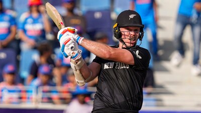Michael Bracewell took charge immediately after Mitchell's dismissal, scoring an aggressive half-century (53 off 40 balls), laced with three fours and two sixes as New Zealand finished with 251/7 in 50 overs. (PTI) Michael Bracewell took charge immediately after Mitchell's dismissal, scoring an aggressive half-century (53 off 40 balls), laced with three fours and two sixes as New Zealand finished with 251/7 in 50 overs. (PTI)