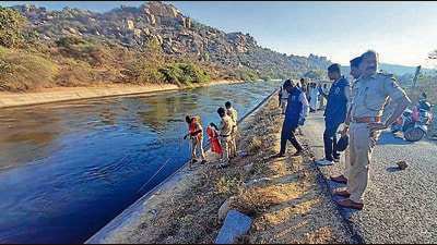 Police inspect the spot where the crime took place, in Koppal district on Friday. (AP) Police inspect the spot where the crime took place, in Koppal district on Friday. (AP)