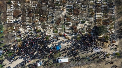 Residents in the affected regions told AP that bodies had been left unburied for several hours on roads and rooftops. Funerals and mass graves for the dead civilians and Syrian security forces began on Saturday as the violence halted. (Omar Albam/AP) Residents in the affected regions told AP that bodies had been left unburied for several hours on roads and rooftops. Funerals and mass graves for the dead civilians and Syrian security forces began on Saturday as the violence halted. (Omar Albam/AP)