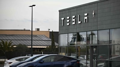 Several Tesla EV owners are sticking 'I bought this before we knew Elon was crazy' stickers on their vehicles. (AFP) Several Tesla EV owners are sticking 'I bought this before we knew Elon was crazy' stickers on their vehicles. (AFP)