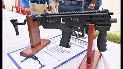 The 9x19 mm machine pistol has been specifically designed for use by the police and armed forces. (Sourced) The 9x19 mm machine pistol has been specifically designed for use by the police and armed forces. (Sourced)