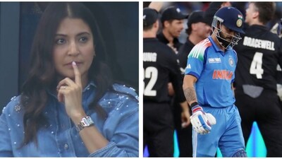 Anushka Sharma reacted after Virat Kohli was out during the tense match. Anushka Sharma reacted after Virat Kohli was out during the tense match.