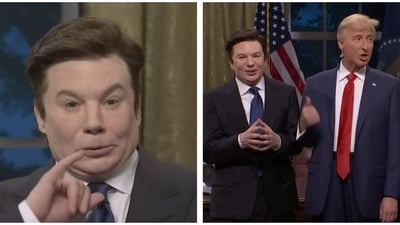 Mike Myers skewered Elon Musk in the latest SNL sketch. Mike Myers skewered Elon Musk in the latest SNL sketch.