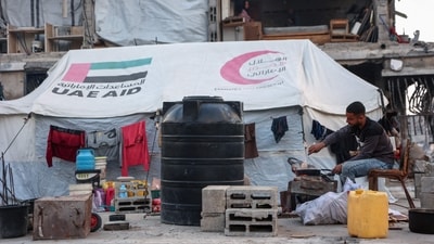 Hundreds of Palestinians now live in tents across Gaza, with night-time temperatures forecast to be around 12°C. (AFP) Hundreds of Palestinians now live in tents across Gaza, with night-time temperatures forecast to be around 12°C. (AFP)