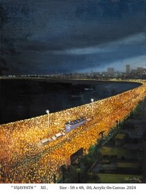 This is the twelfth painting among the Cricket’s Greatest Canvases, which was recently exhibited as part of Paresh Maity's first solo show in Dubai. This is the twelfth painting among the Cricket’s Greatest Canvases, which was recently exhibited as part of Paresh Maity's first solo show in Dubai.