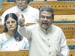 Union Education Minister Dharmendra Pradhan speaks in the Lok Sabha during the ongoing Budget Session, in New Delhi on Monday. Union Education Minister Dharmendra Pradhan speaks in the Lok Sabha during the ongoing Budget Session, in New Delhi on Monday.