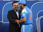 ICC Chairman Jay Shah greets India's captain Rohit Sharma during the presentation ceremony of the ICC Champions Trophy ICC Chairman Jay Shah greets India's captain Rohit Sharma during the presentation ceremony of the ICC Champions Trophy