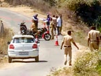 Hampi: Police personnel conduct an investigation after two women, including a foreign national, were allegedly raped near the Hampi heritage site. Hampi: Police personnel conduct an investigation after two women, including a foreign national, were allegedly raped near the Hampi heritage site.