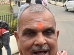 BJP MLA Haribhushan Thakur Bachaul speaking with media persons outside of Bihar Assembly in Patna on the first day of the Budget Session of the Bihar assembly.