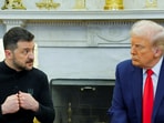 US President Donald Trump meets with Ukrainian President Volodymyr Zelensky at the White House in Washington, D.C., US, February 28, 2025. 
