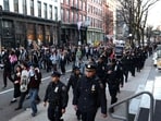 Pro-Palestinian protestors demonstrate in the Soho district of Manhattan in New York City on March 10, 2025. Pro-Palestinian protestors demonstrate in the Soho district of Manhattan in New York City on March 10, 2025.