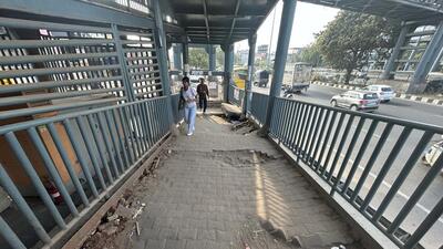 A foot-over-bridge on NH-48 near Raj Nagar Hanuman Mandir in Gurugram on Monday. (Parveen Kumar/HT Photo) A foot-over-bridge on NH-48 near Raj Nagar Hanuman Mandir in Gurugram on Monday. (Parveen Kumar/HT Photo)
