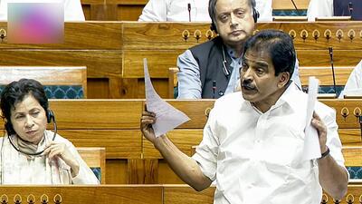 Congress MP KC Venugopal speaks in the Lok Sabha during the Budget Session on Monday. (Sansad TV) Congress MP KC Venugopal speaks in the Lok Sabha during the Budget Session on Monday. (Sansad TV)