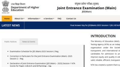 The JEE Main 2025 Session 2 examination schedule has been released at jeemain.nta.nic.in. The JEE Main 2025 Session 2 examination schedule has been released at jeemain.nta.nic.in.