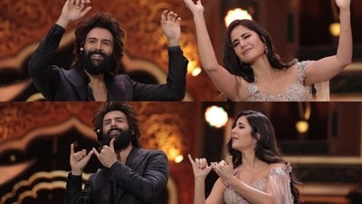 Kartik Aaryan and Katrina Kaif onstage Kartik Aaryan and Katrina Kaif onstage