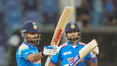 India's Virat Kohli celebrates his half century. (PTI) India's Virat Kohli celebrates his half century. (PTI)