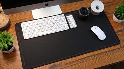 Elegant desk pad enhances workspace, protecting and organizing with style. Elegant desk pad enhances workspace, protecting and organizing with style.