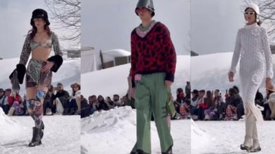 The Delhi-based designers, whose full names are Shivan Bhatiya and Narresh Kukreja, showcased their skiwear collection on March 7 in Kashmir's Gulmarg to mark the 15th anniversary of their label. The Delhi-based designers, whose full names are Shivan Bhatiya and Narresh Kukreja, showcased their skiwear collection on March 7 in Kashmir's Gulmarg to mark the 15th anniversary of their label.