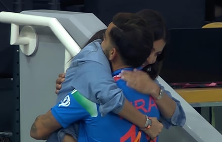 Anushka Sharma and Virat Kohli after the win. Anushka Sharma and Virat Kohli after the win.