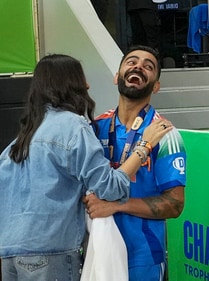 Anushka Sharma celebrated Team India's ICC Champions Trophy victory with Virat Kohli. (PTI) Anushka Sharma celebrated Team India's ICC Champions Trophy victory with Virat Kohli. (PTI)