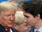 Tariff war: US President Donald Trump talks with Canada's Prime Minister Justin Trudeau.