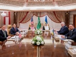 US and Ukrainian officials during their talks in Jeddah, Saudi Arabia on Tuesday. 