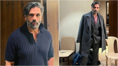 Suniel Shetty showcases versatile fashion in Nadaaniyan, featuring vibrant sweaters, tailored suits, and leather jackets. (Instagram/@dietsabya) Suniel Shetty showcases versatile fashion in Nadaaniyan, featuring vibrant sweaters, tailored suits, and leather jackets. (Instagram/@dietsabya)