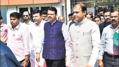 Mumbai, India – 11, Mar 2025: Maharashtra CM Devendra Fadnavis arrived at Vidhan Bhavan during the Maharashtra Budget Assembly session, in Mumbai, India, on Tuesday, March 11, 2025. (Photo by Bhushan Koyande/HT Photo)