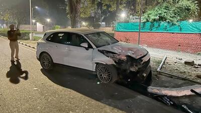 The Porsche involved in the Sector 4 crash that killed a man and left two women injured. (HT File) The Porsche involved in the Sector 4 crash that killed a man and left two women injured. (HT File)