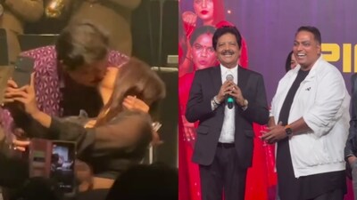 Udit Narayan at a recent event, talking about his kiss incident Udit Narayan at a recent event, talking about his kiss incident