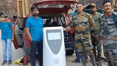 The team of a Hyderabad-based robotics company along with a robot went inside the tunnel Tuesday morning. (Screengrab from PTI video/X) The team of a Hyderabad-based robotics company along with a robot went inside the tunnel Tuesday morning. (Screengrab from PTI video/X)
