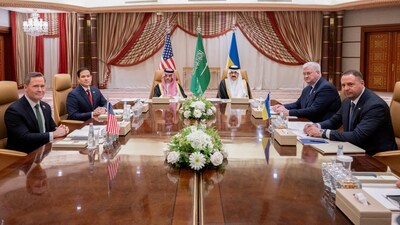 US and Ukrainian officials during their talks in Jeddah, Saudi Arabia on Tuesday. (Reuters)