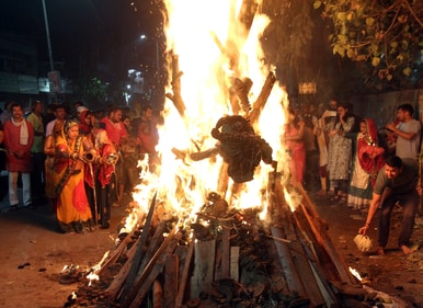 Holika Dahan or choti Holi, a ritual associated with the festival of colours, Holi, is marked across the country on the eve of Holi. (ANI) Holika Dahan or choti Holi, a ritual associated with the festival of colours, Holi, is marked across the country on the eve of Holi. (ANI)