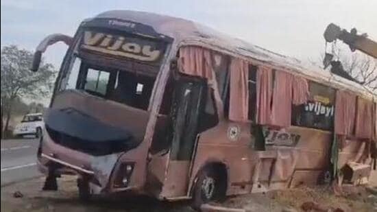 Police said the truck involved in the accident fled the spot after the NLU Jodhpur bus overturned (Sourced)