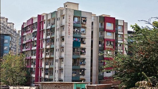 Thane, India - March 07, 2025: Sai galaxy building near kopar Railway station East . ,in Thane,in Mumbai, India, on, Friday, March -07, 2024. ( Praful Gangurde /HT Photo )