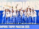 Dubai, Mar 10 (ANI): Indian players celebrate with the trophy after winning the ICC Champions Trophy 2025 final match against New Zealand, at Dubai International Cricket Stadium in Dubai on Sunday. (ANI Photo) Dubai, Mar 10 (ANI): Indian players celebrate with the trophy after winning the ICC Champions Trophy 2025 final match against New Zealand, at Dubai International Cricket Stadium in Dubai on Sunday. (ANI Photo)