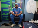 India's captain Rohit Sharma poses for a picture with the Champions Trophy in Dubai India's captain Rohit Sharma poses for a picture with the Champions Trophy in Dubai