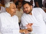 A file photo of Bihar chief minister Nitish Kumar with Tejashwi Yadav at a function in Patna in 2022.