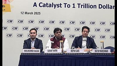 CII members and Uttar Pradesh officials at an event in Chandigarh on Wednesday. (HT Photo)