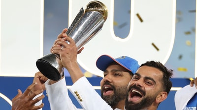 Virat Kohli and Rohit Sharma celebrate their 3rd ICC trophy together after India won the 2025 Champions Trophy in Dubai (AP) Virat Kohli and Rohit Sharma celebrate their 3rd ICC trophy together after India won the 2025 Champions Trophy in Dubai (AP)