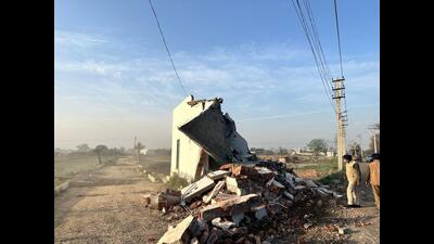 In a major crackdown against illegal colonies mushrooming on the outskirts of the district, the Patiala Development Authority (PDA), on Tuesday demolished an under-construction unauthorised colony at Alipur Arryian village on the Patiala-Sirhind highway. (HT Photo) In a major crackdown against illegal colonies mushrooming on the outskirts of the district, the Patiala Development Authority (PDA), on Tuesday demolished an under-construction unauthorised colony at Alipur Arryian village on the Patiala-Sirhind highway. (HT Photo)