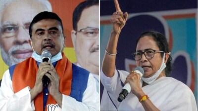 BJP leader Suvendu Adhikari and West Bengal CM Mamata Banerjee (File) BJP leader Suvendu Adhikari and West Bengal CM Mamata Banerjee (File)