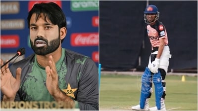 Yuzvendra Chahal (R) imitated Mohammad Rizwan during a training session with PBKS (File/X) Yuzvendra Chahal (R) imitated Mohammad Rizwan during a training session with PBKS (File/X)