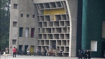 The HC ordered laying of paver blocks to facilitate parking but administration says Capitol Complex may lose heritage tag. (HT Photo) The HC ordered laying of paver blocks to facilitate parking but administration says Capitol Complex may lose heritage tag. (HT Photo)