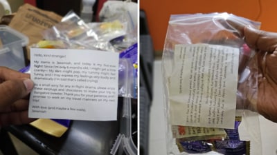 A couple prepared comfort packets for passengers during newborn's first flight from Delhi to Bengaluru. (Reddit/the_anecdotist135) A couple prepared comfort packets for passengers during newborn's first flight from Delhi to Bengaluru. (Reddit/the_anecdotist135)