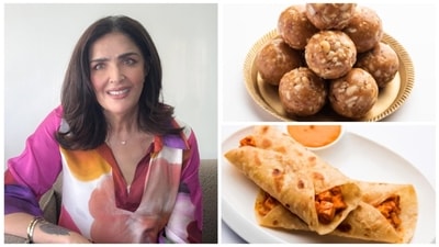Sunaina Roshan opts for ragi roti instead of a regular frankie and makes laddus with dates and dry fruit or ragi instead of her favourite besan or motichur laddu now. (Instagram/ Sunaina Roshan) Sunaina Roshan opts for ragi roti instead of a regular frankie and makes laddus with dates and dry fruit or ragi instead of her favourite besan or motichur laddu now. (Instagram/ Sunaina Roshan)