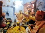 Sambhal: Devotees play Holi at the Kartikeya Mahadev temple after a gap of 46 years, in Sambhal. Sambhal: Devotees play Holi at the Kartikeya Mahadev temple after a gap of 46 years, in Sambhal.