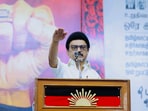 Tamil Nadu chief minister MK Stalin addresses a gathering during a public meeting, in Tiruvallur district of Tamil Nadu. Tamil Nadu chief minister MK Stalin addresses a gathering during a public meeting, in Tiruvallur district of Tamil Nadu.