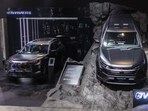 The Stealth Editions of Tata Safari and Harrier EV gets a matte black treatment on the outside. They were first showcased at the Bharat Mobility Expo 2025.